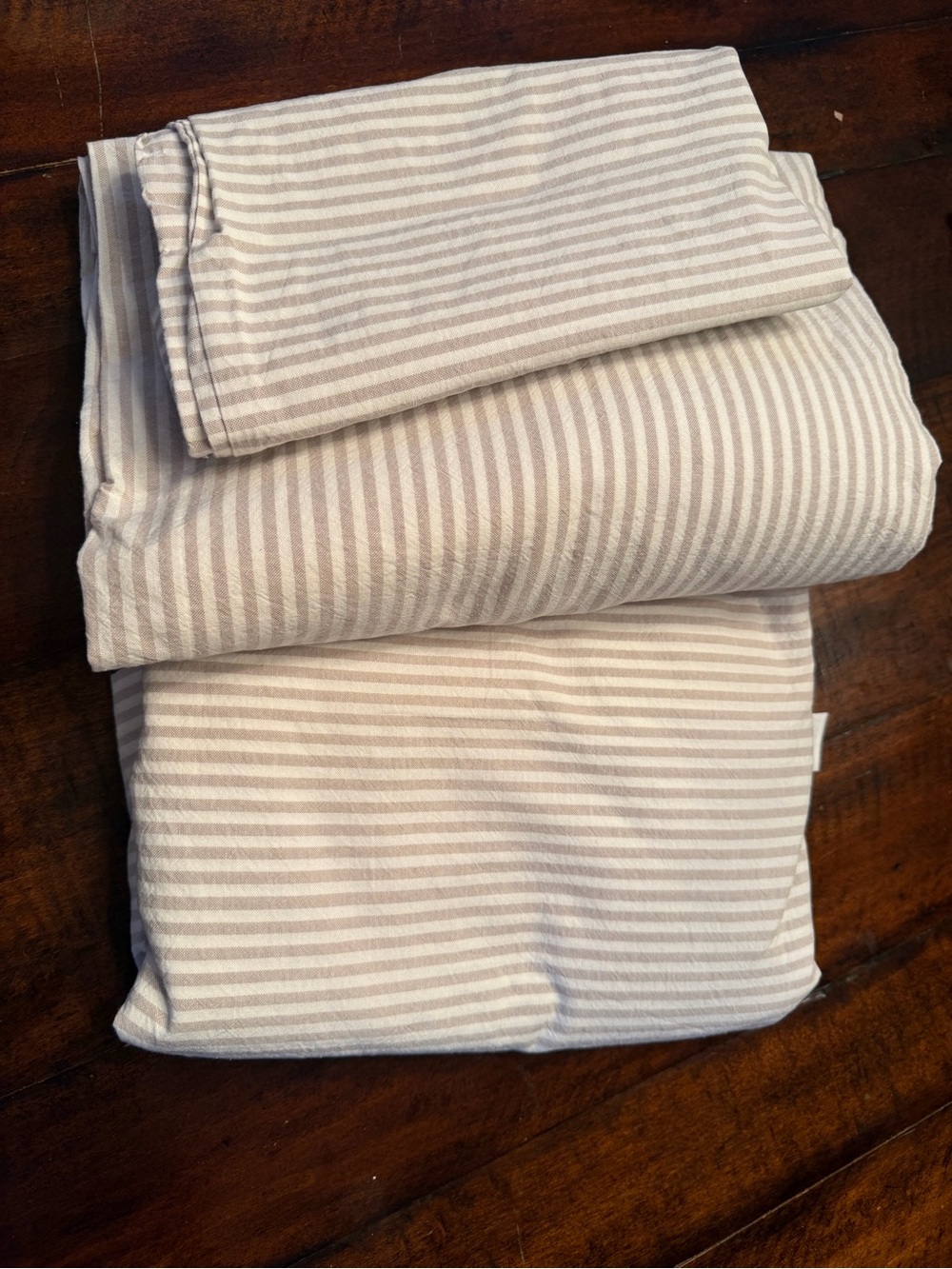 Pottery Barn Twin XL Boxter Organic Cotton Sheet Set Ivory Latte Stripe Dorm